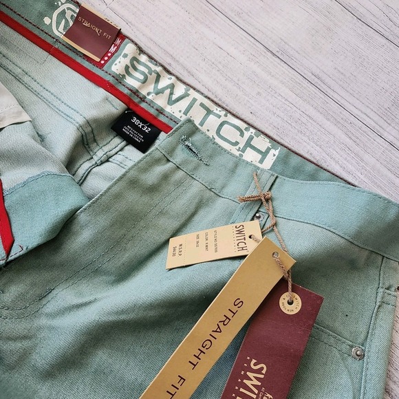 Men's Mint Green Straight Fit Denim Jeans 34x32 - Picture 9 of 9